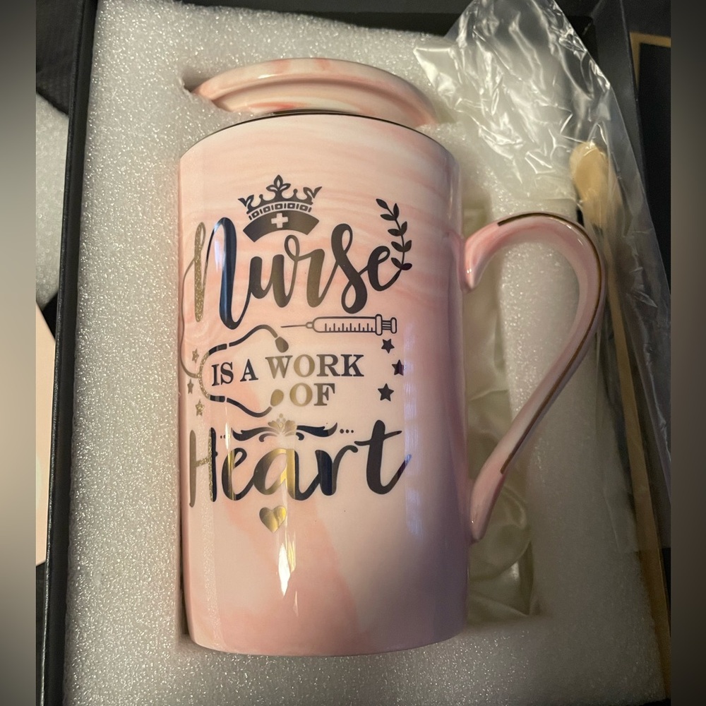 Pink Nurse Themed Mug with Lid